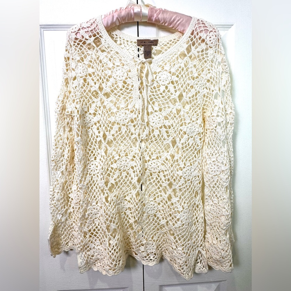 I.e. Relaxed Cream Crochet Blouse. Size Medium